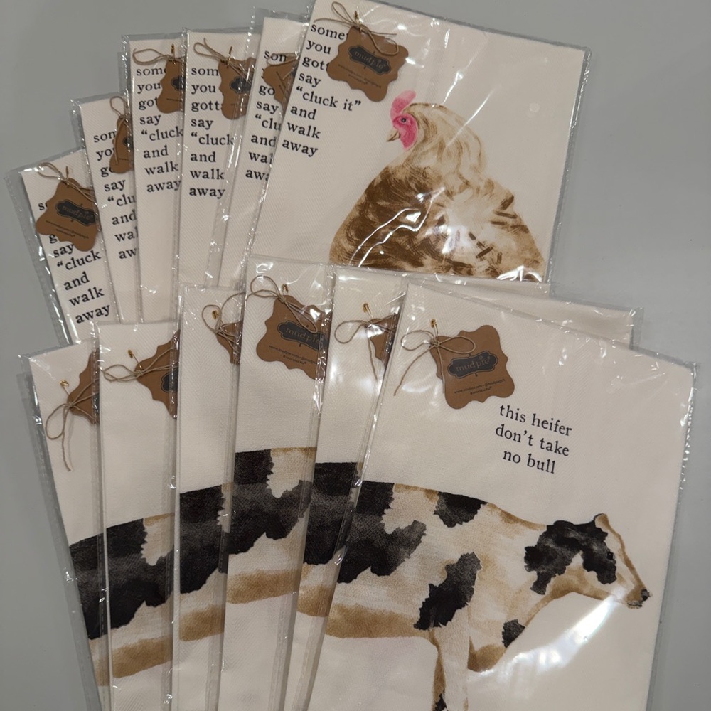 NEW Mud Pie Farm Dish Towels (set of 12)